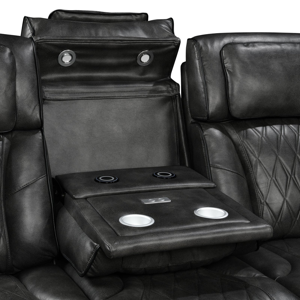 2 Seater Electric Air Leather Dark Grey Recliner