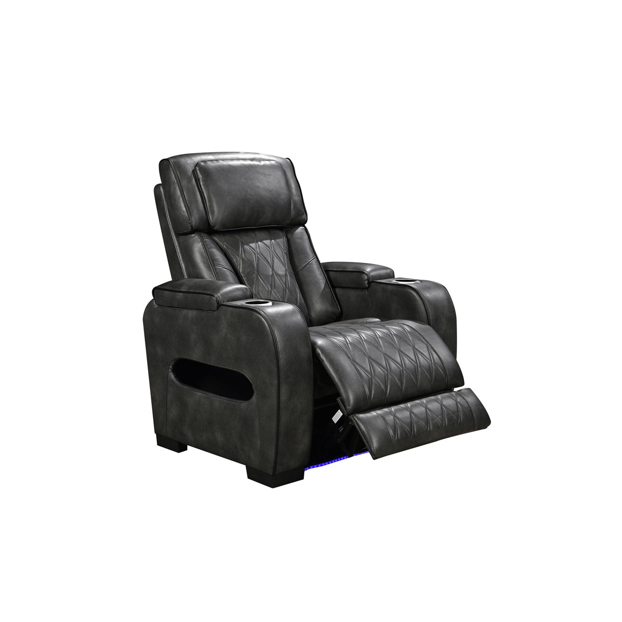 3-2-1 Seater Electric Air Leather Dark Grey Recliner Set