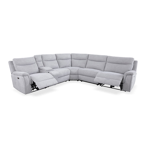 Large Sectional Corner Modular Lounge Suite in Fabric with Electric Recliner