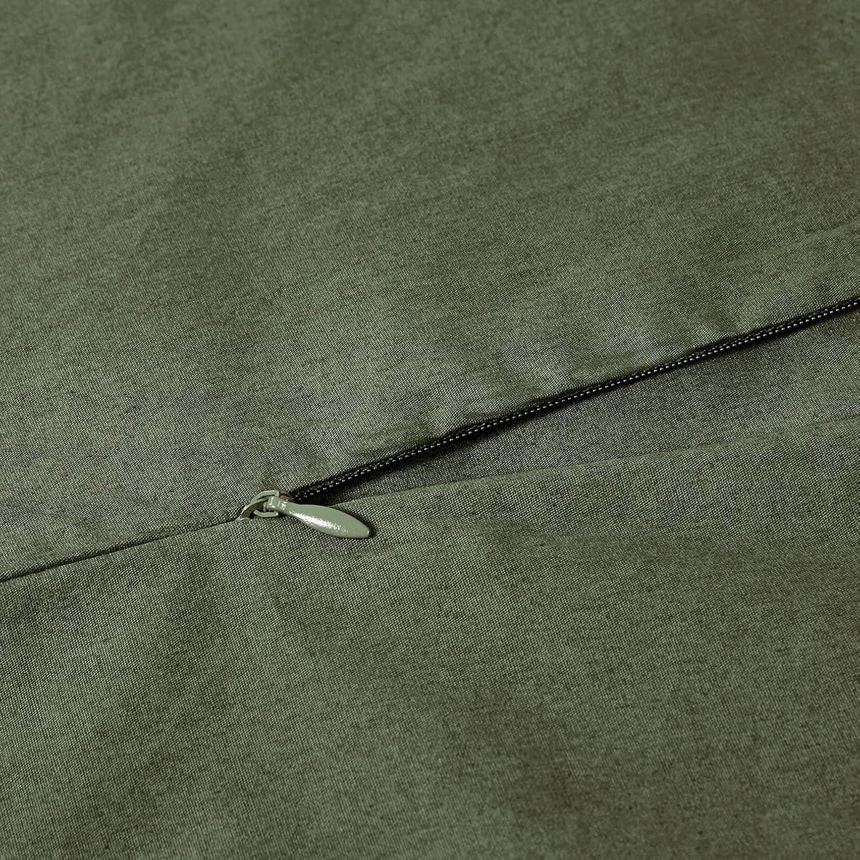 100% Cotton Vintage Washed Bed Quilt Cover Set - Khaki Green - Single