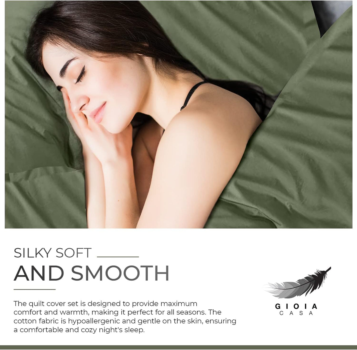 100% Cotton Vintage Washed Bed Quilt Cover Set - Khaki Green - Single