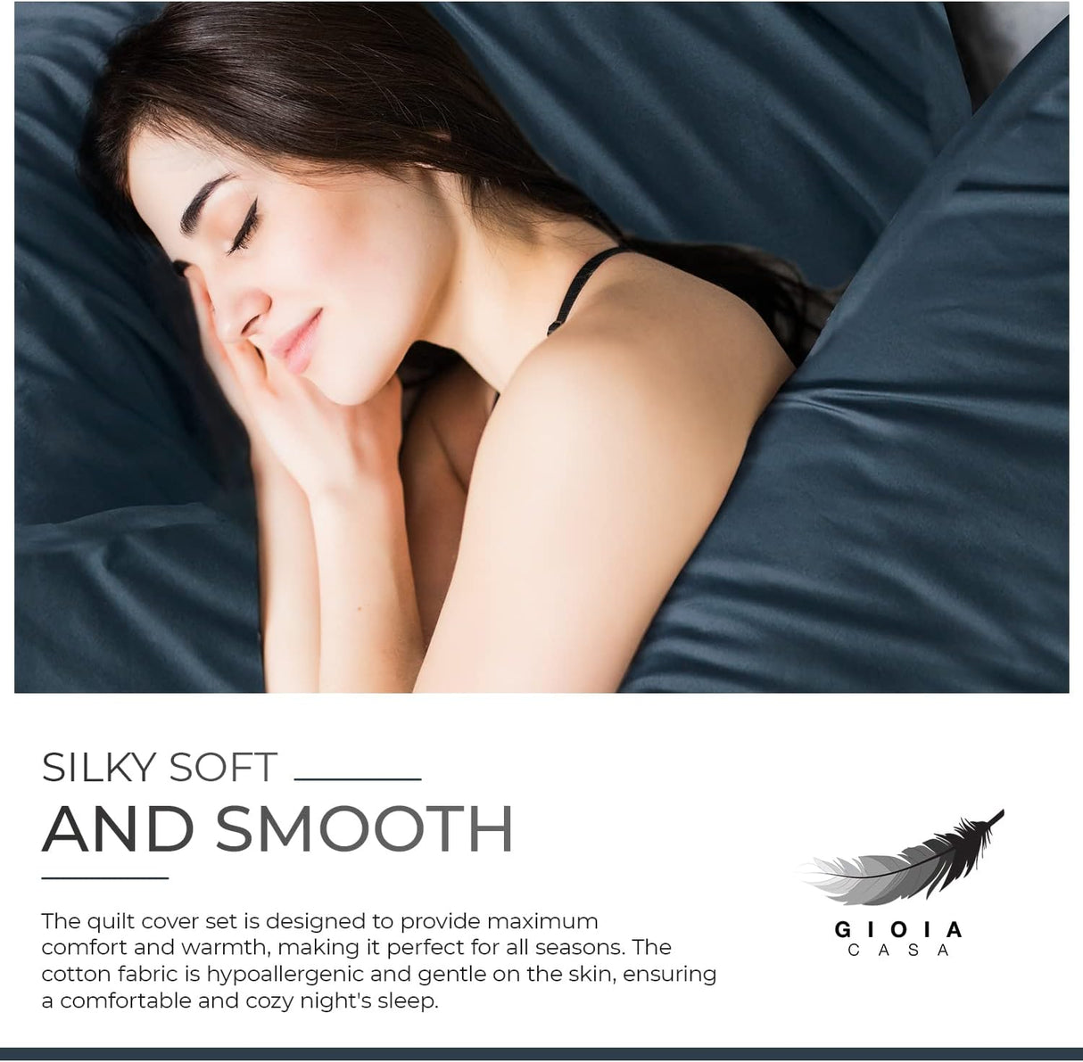 100% Cotton Vintage Washed Bed Quilt Cover Set - Dark Indigo - Queen Size