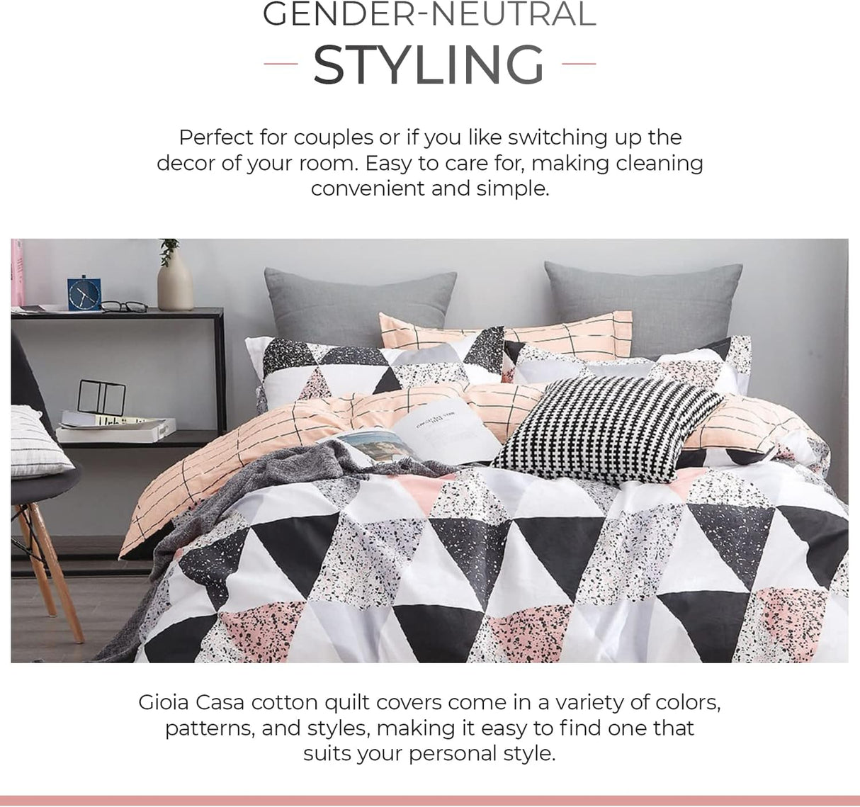 100% Cotton Reversible Quilt Cover Set - Annie - King Size