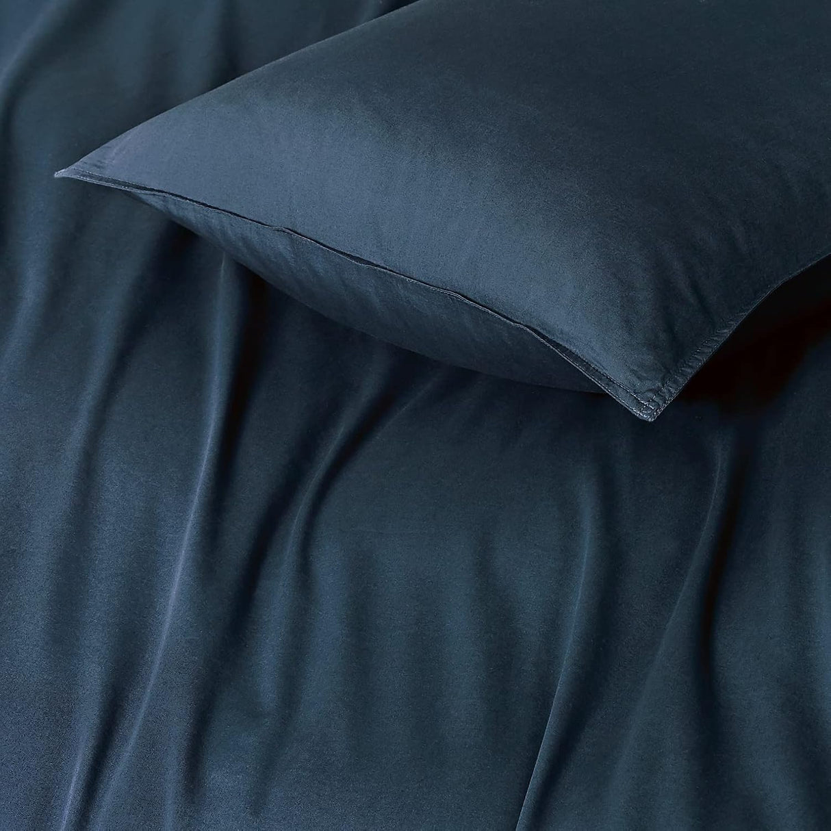 100% Cotton Vintage Washed Bed Quilt Cover Set - Dark Indigo - Super King Size