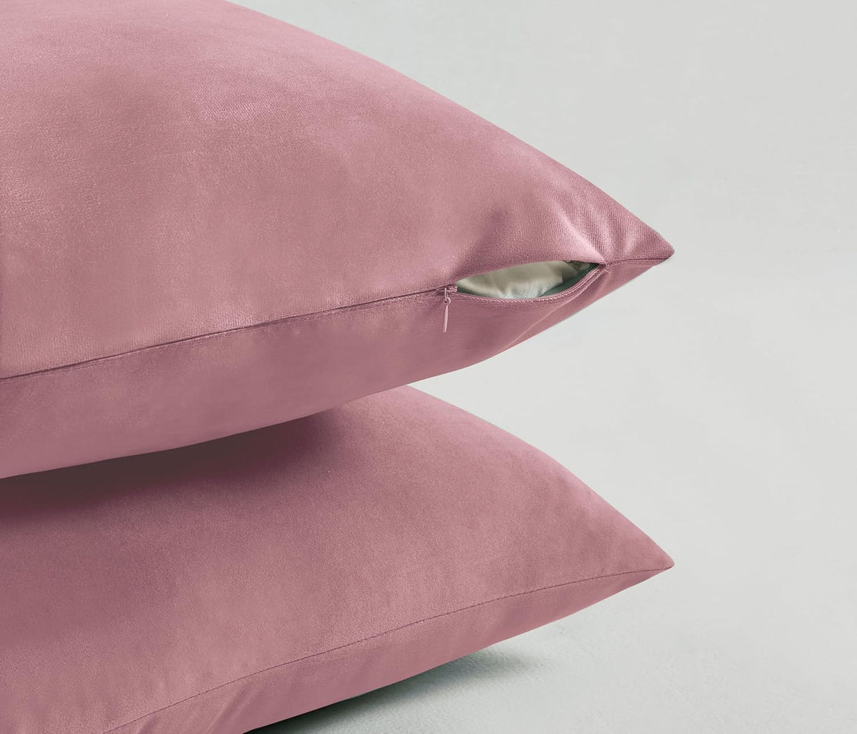 Twin-Pack Velvet Cushion Covers - Soft Microfibre Cushion Covers with Hidden Zipper (Blush, 45cm*45cm)