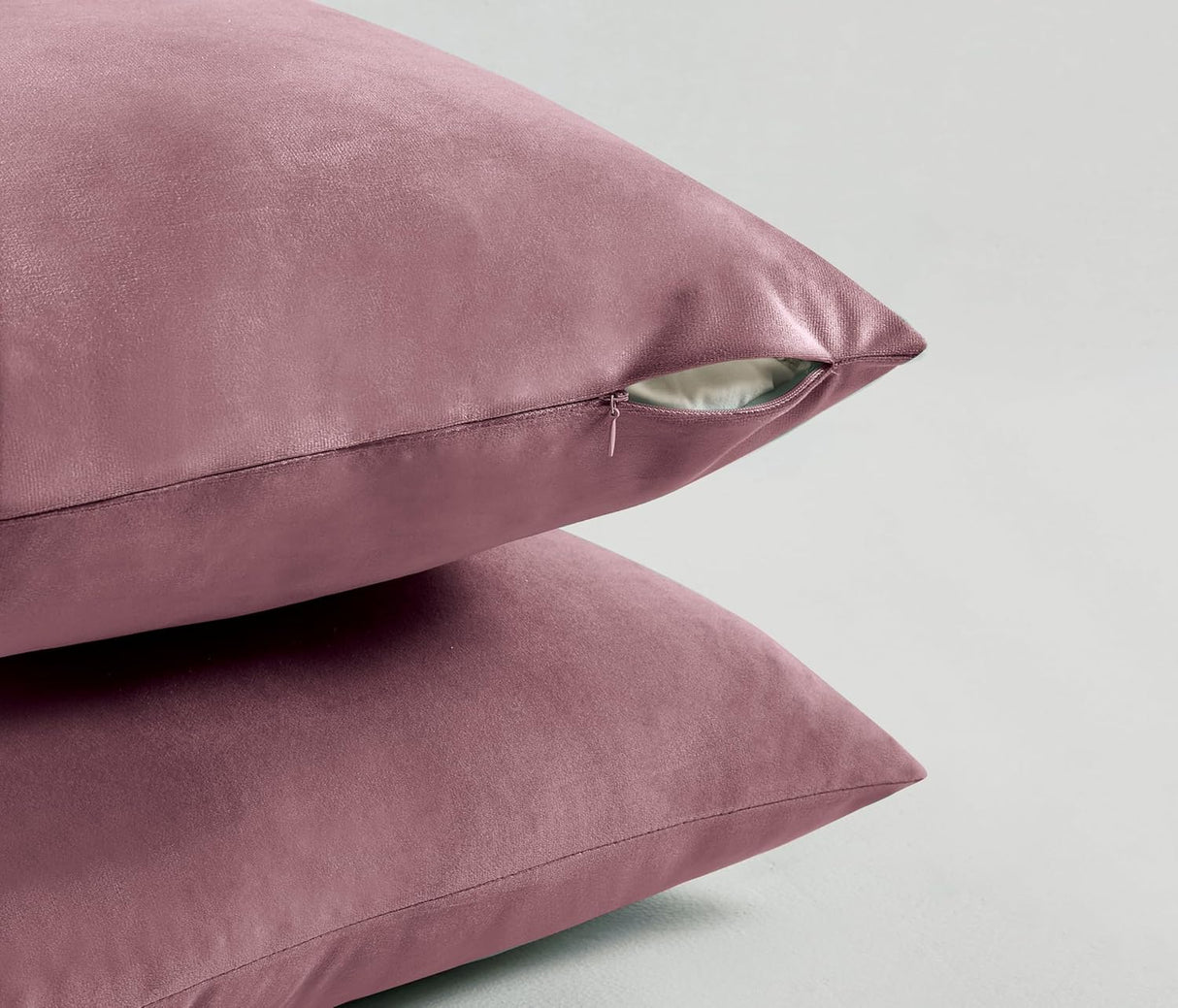 Twin-Pack Velvet Cushion Covers - Soft Microfibre Cushion Covers with Hidden Zipper (Blush, 65cm*65cm)