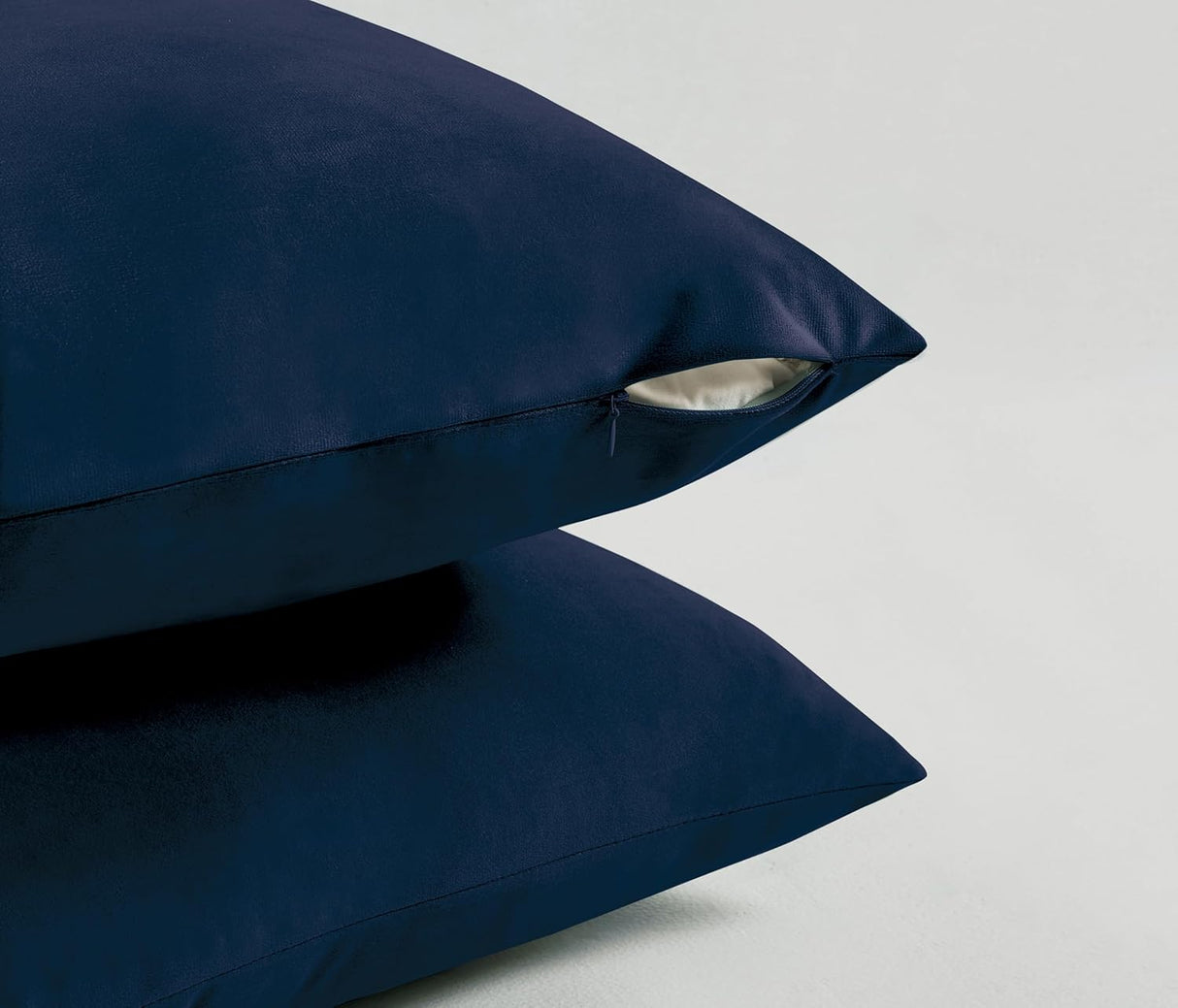 Twin-Pack Velvet Cushion Covers - Soft Microfibre Cushion Covers with Hidden Zipper (Navy Blue, 45cm*45cm)