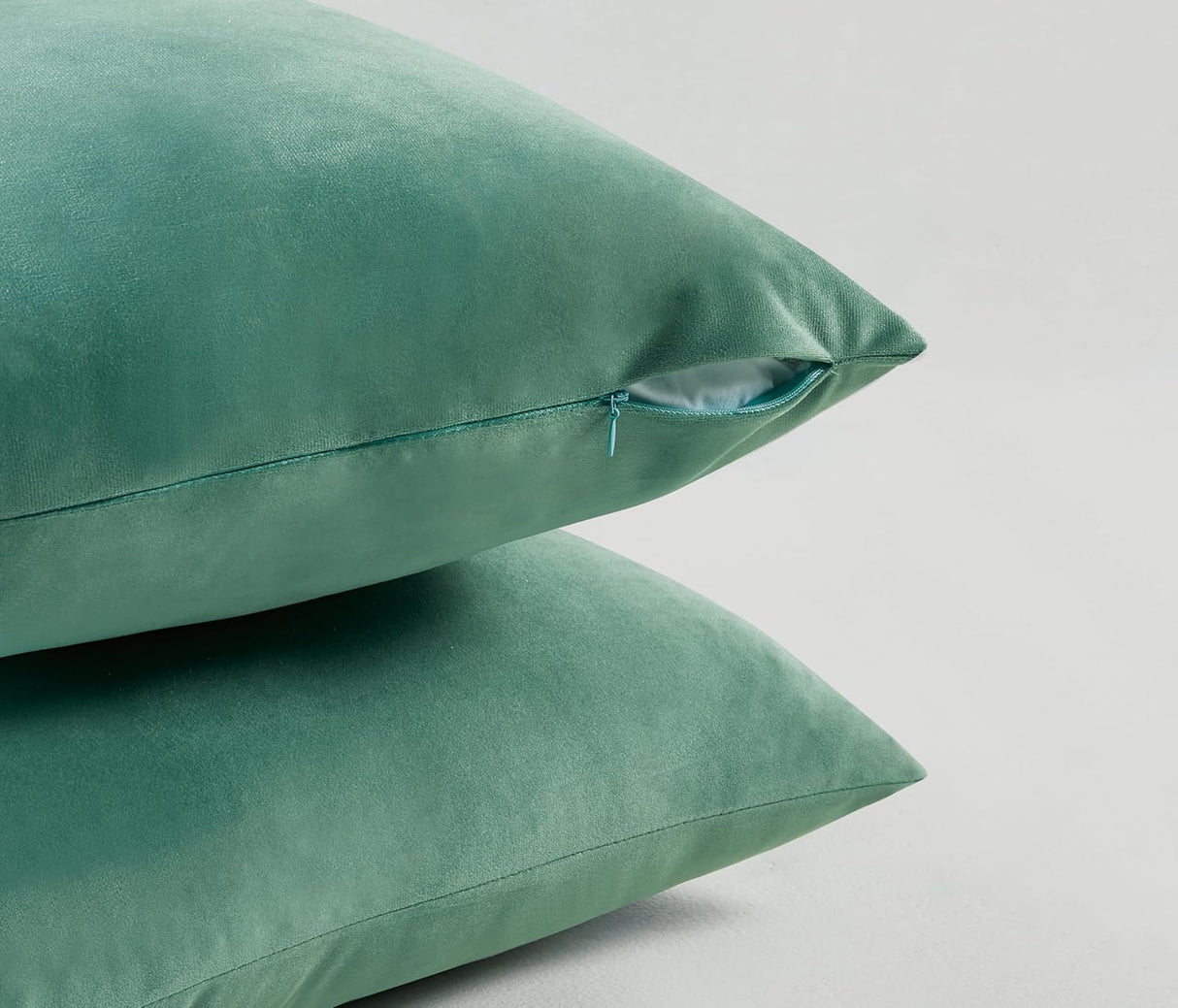 Twin-Pack Velvet Cushion Covers - Soft Microfibre Cushion Covers with Hidden Zipper (Sage, 30cm*50cm)