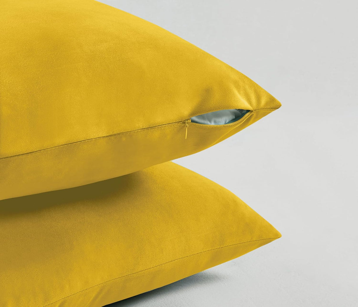 Twin-Pack Velvet Cushion Covers - Soft Microfibre Cushion Covers with Hidden Zipper (Yellow, 30cm*50cm)