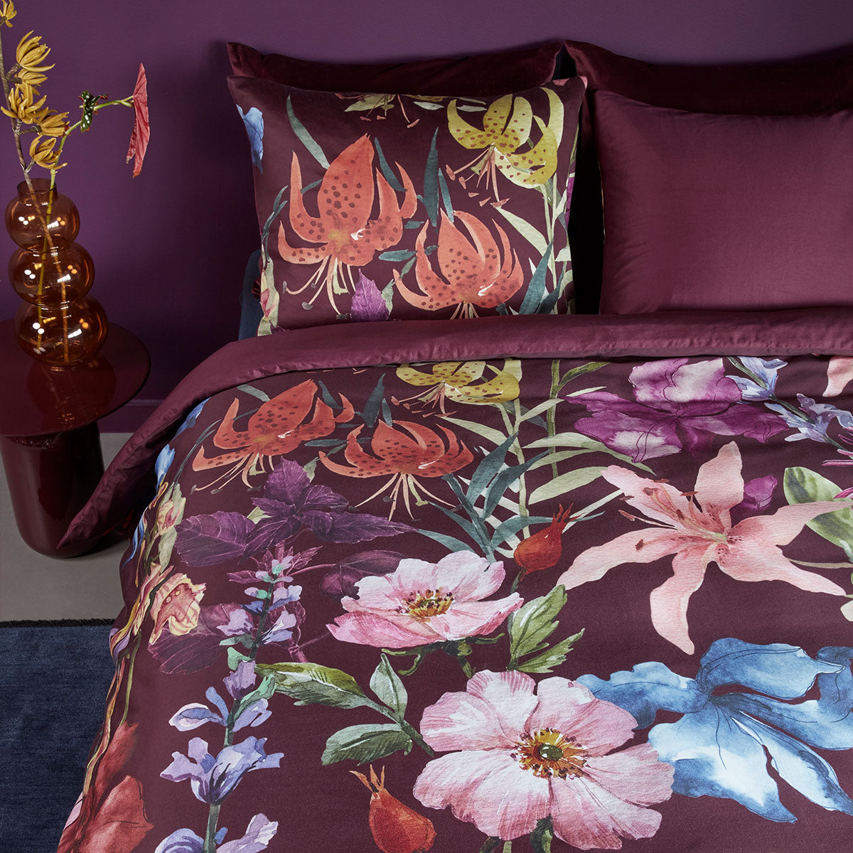 Bedding House Lily Multi Cotton Floral Quilt Cover Set King