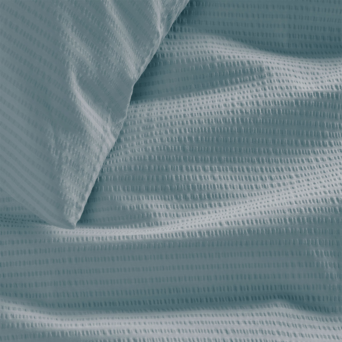 Bedding House Summer Blue Grey Seersucker Cotton Quilt Cover Set Queen