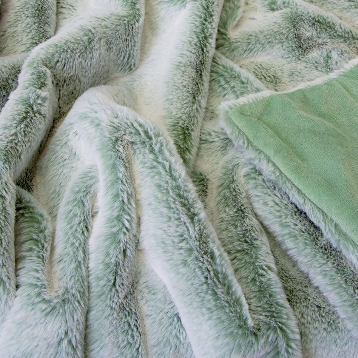 J Elliot Home Archie Sage Faux Fur Throw 130 x 160cm
