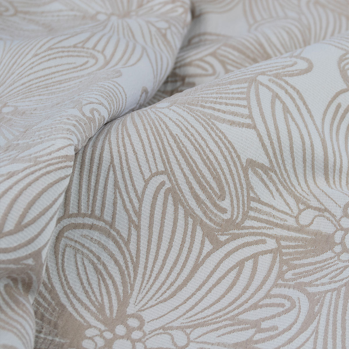 Ardor Avena Almond Textured Floral Jacquard Quilt Cover Set Queen