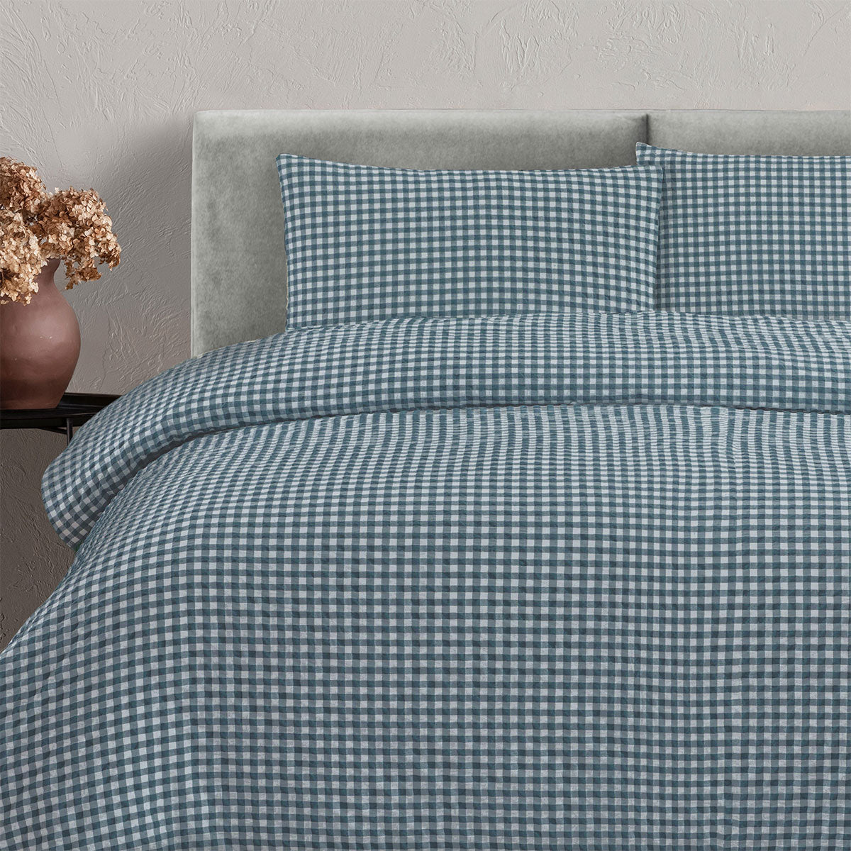 Ardor Rowe Teal Textured Seersucker Quilt Cover Set Queen