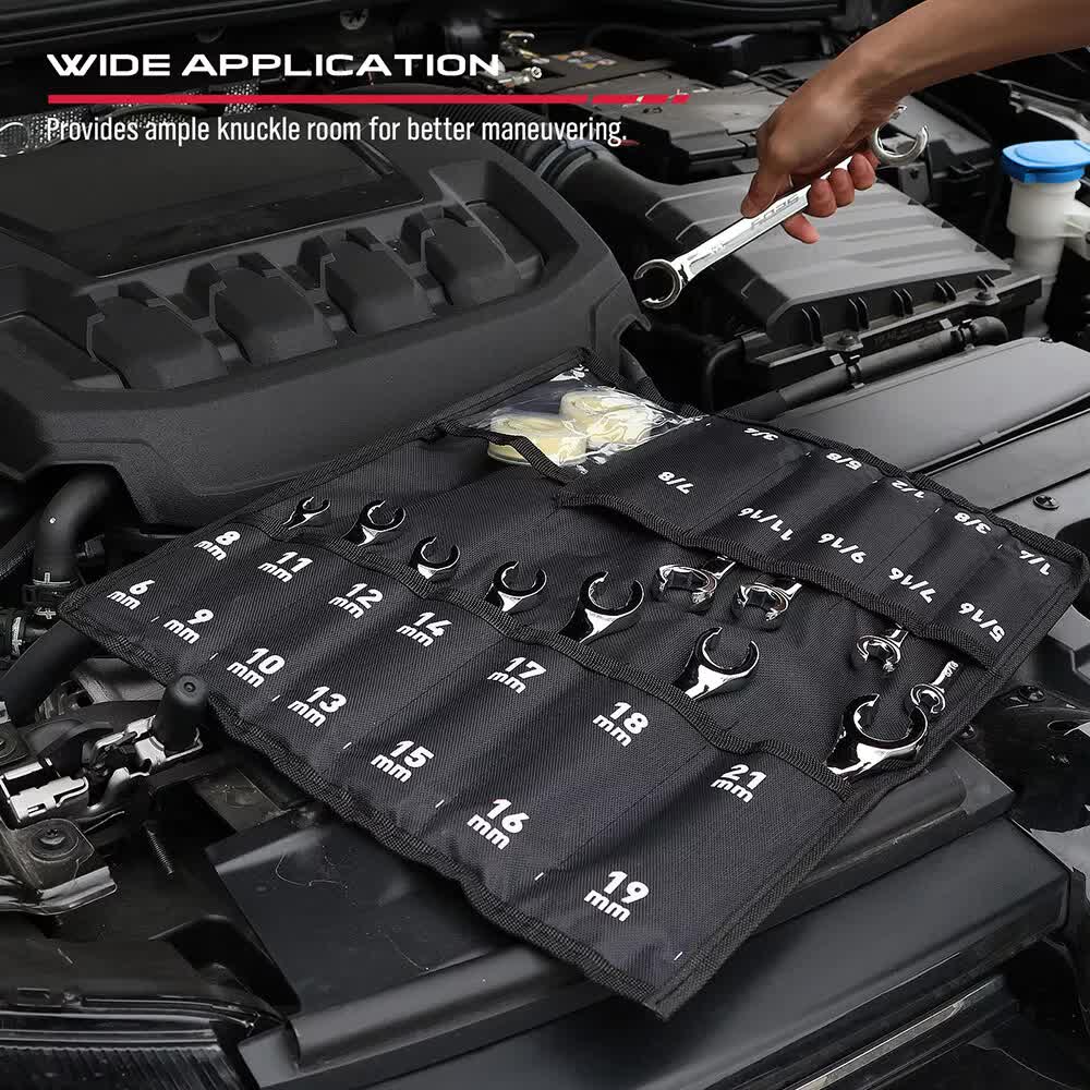 12-Piece Flare Nut Spanner Set Teflon Tape Metric & SAE Brake Line Repairing