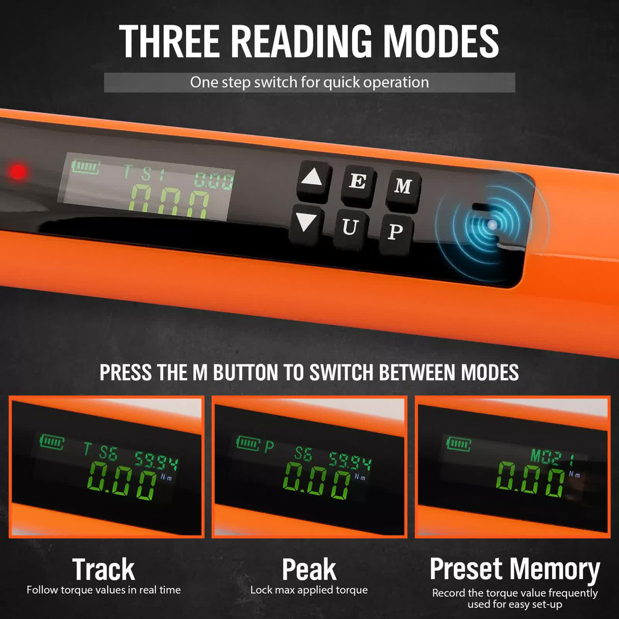 3Pc 1/2" Digital Torque Wrench Set Adjustable 17-340N.m / 25-250ft.lb Motorcycle