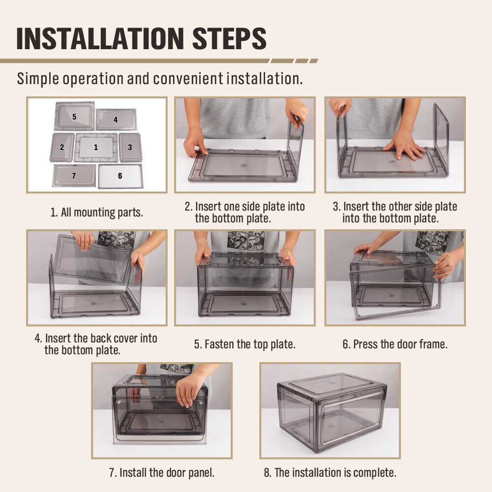 20Pcs Premium Acrylic Shoe Box Sneaker Display Storage Case Boxes Magnetic Door Au