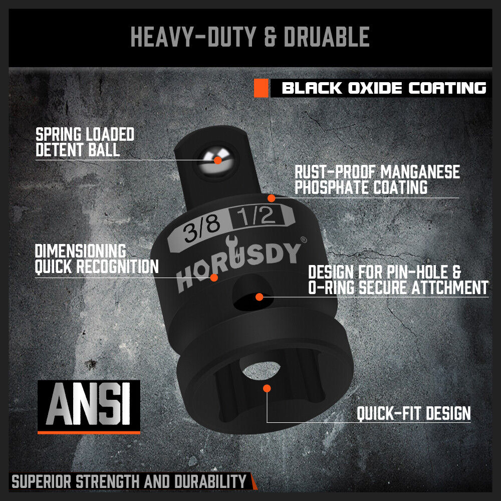 HORUSDY 5Pcs Impact Socket Adapter Set Socket Reducer 1/4 3/8 1/2 Inch Drive