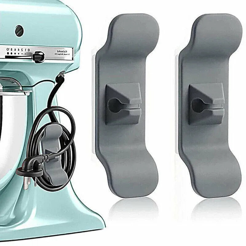 Cord Organizer Wrap Holder 4pcs Kitchen Appliance Cable Winder Adhesive Clip - 2PCS White+2PCS Black