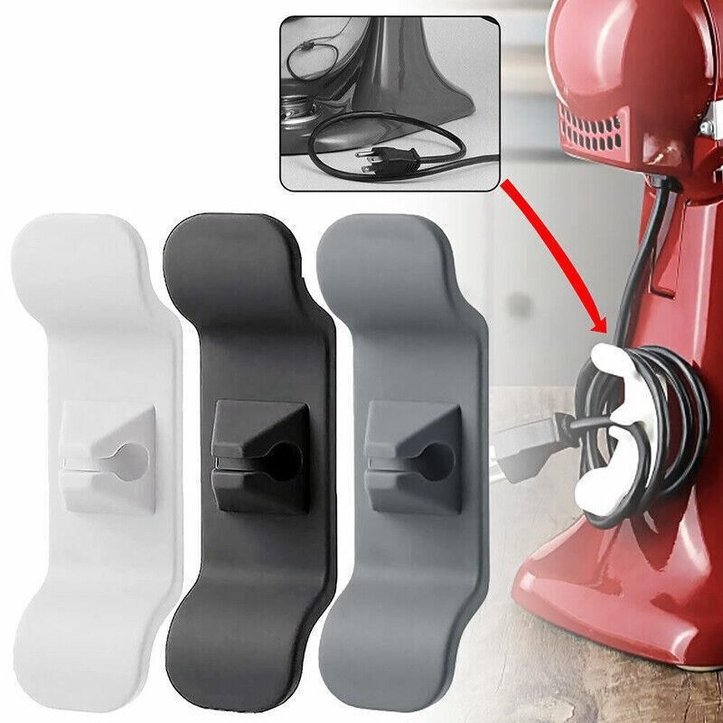 Cord Organizer Wrap Holder 4pcs Kitchen Appliance Cable Winder Adhesive Clip - 2PCS White+2PCS Black