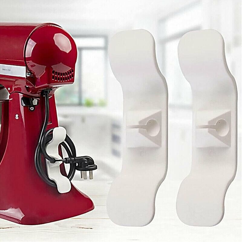 Cord Organizer Wrap Holder 4pcs Kitchen Appliance Cable Winder Adhesive Clip - 2PCS White+2PCS Black