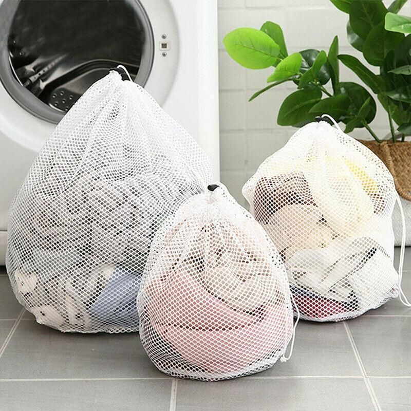 Drawstring Laundry Wash Bag Fine or Coarse Mesh Lingerie Delicate Clothes L - Coarse Mesh L