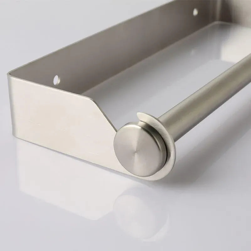 Paper Towel Holder Under Cabinet Wall Mount Stainless Steel Rack Kitchen - Silver