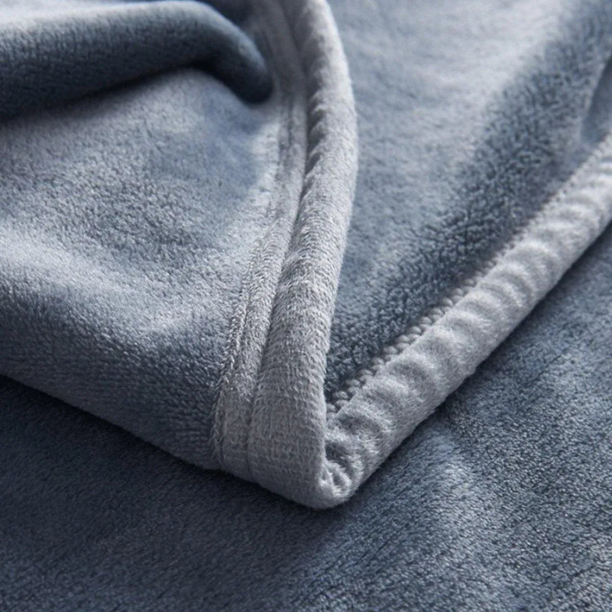Soft Winter Flannel Blanket for Office Home Lunch Break Warm Cozy Throw Blanket - Grey Blue