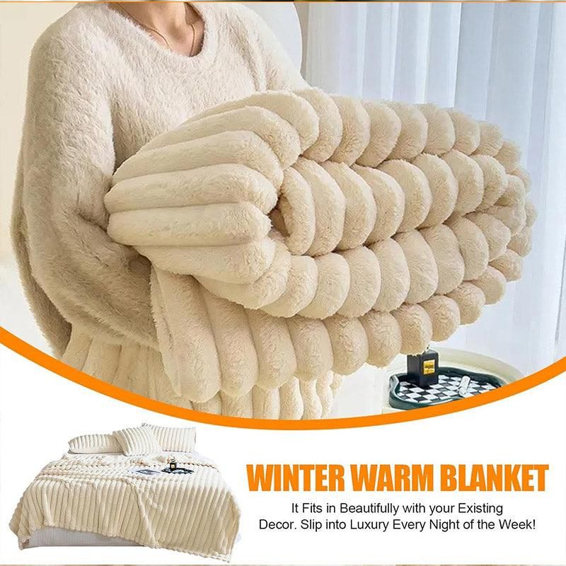 Plush Blanket Leisure Blanket Autumn Winter Warm Nap Throw Soft Cozy - White-100x150cm