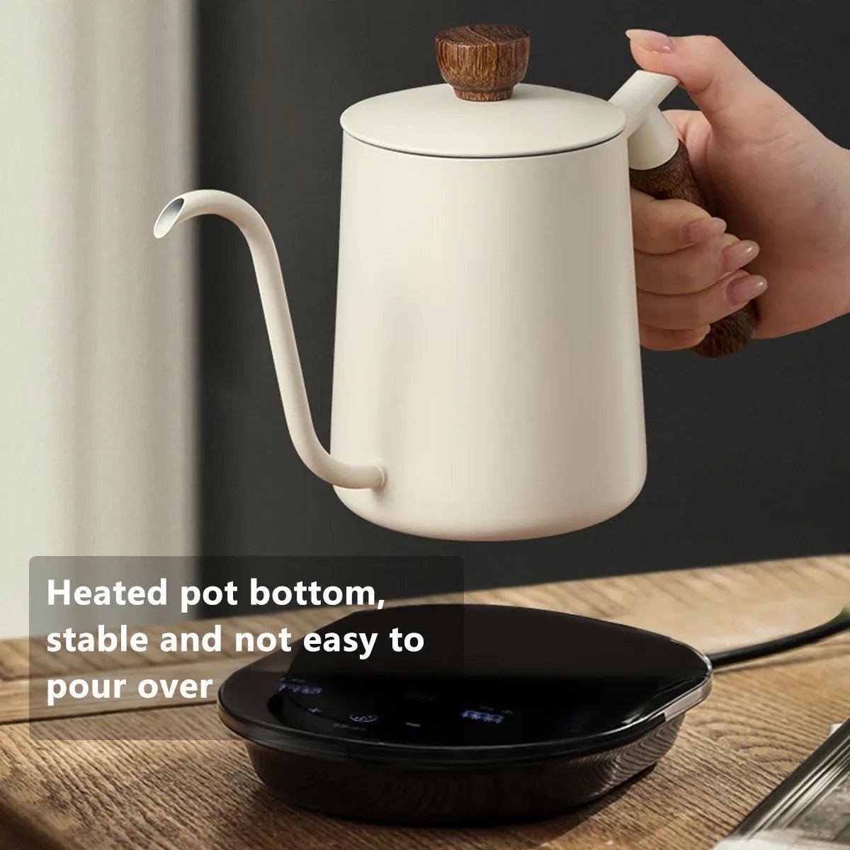 600ml Stainless Steel Coffee Pour Over Kettle Heat Resistant Home Café Brewing - Beige