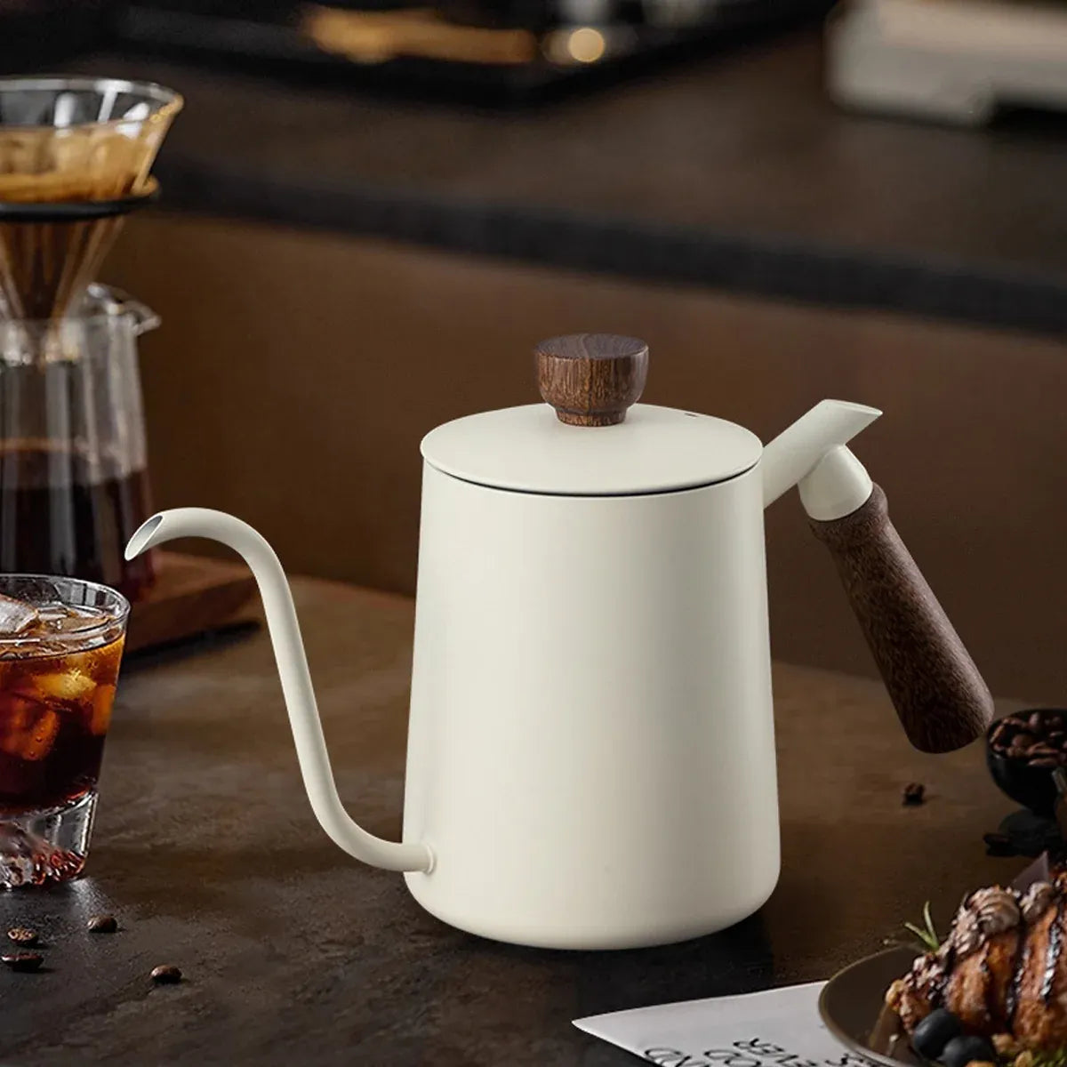 600ml Stainless Steel Coffee Pour Over Kettle Heat Resistant Home Café Brewing - Black