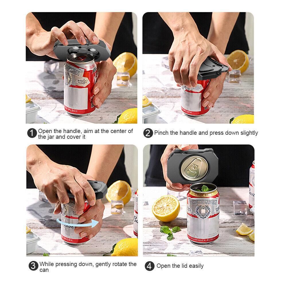 Topless Can Opener Manual Kitchen Tool for Beer Soda and Tin Bottles - Grey