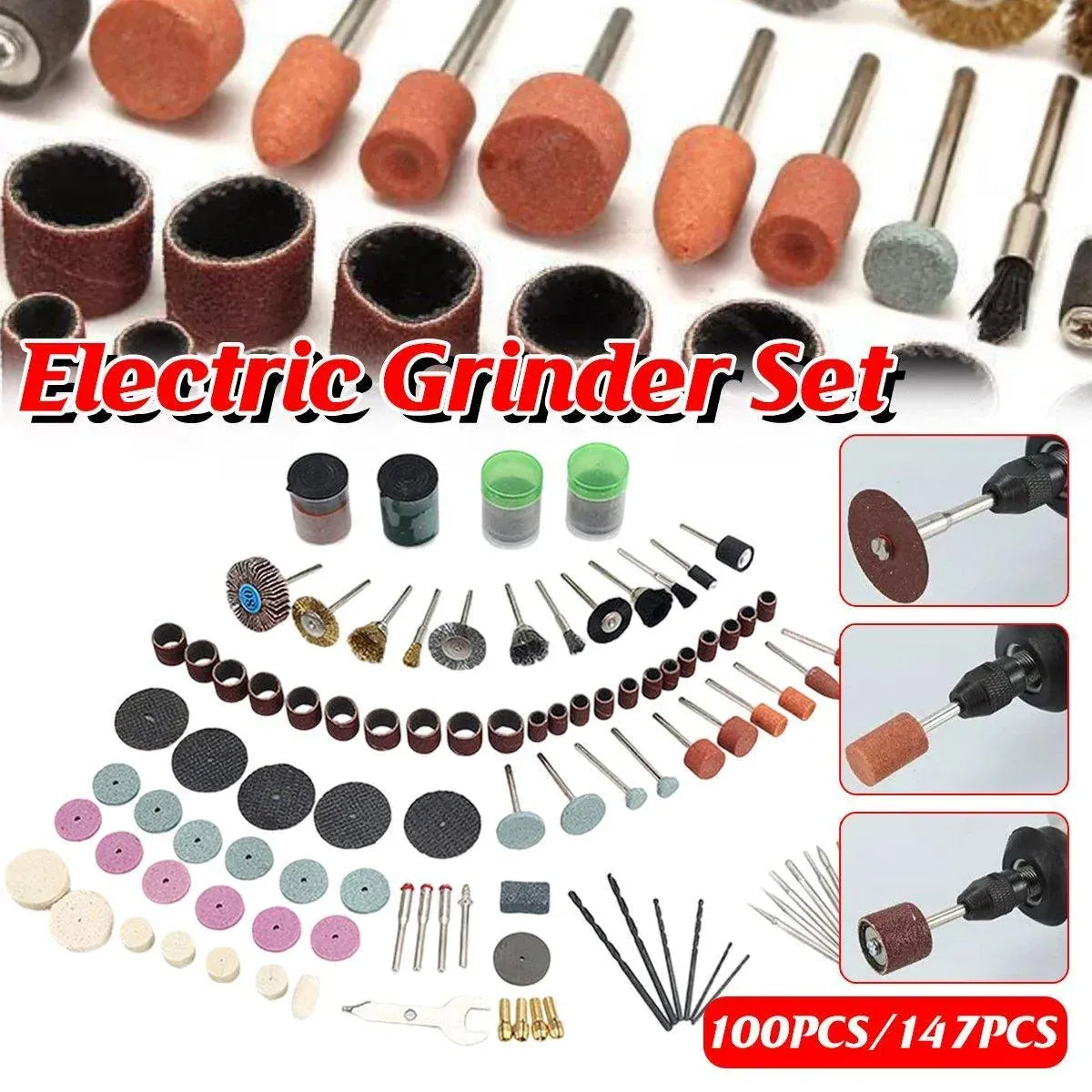 100/147pcs Electric Mill Set Accessories Grinding Cutting Drilling Tool Kit - 147Pcs(Without Grinder Pen)