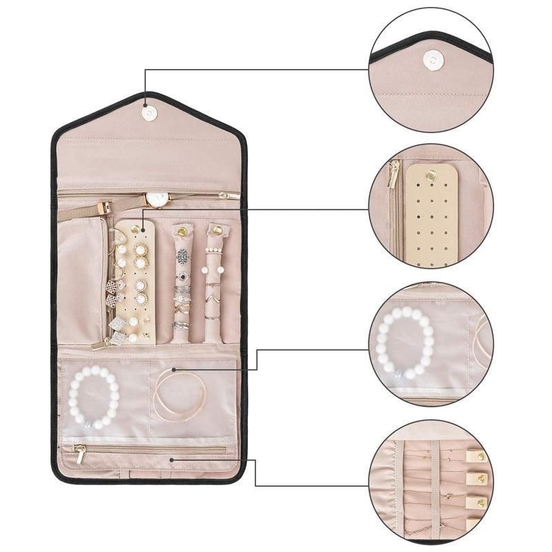 Periea Travel Jewellery Roll -Jewellery Travel Pouch Portable Case Box Organiser - Black