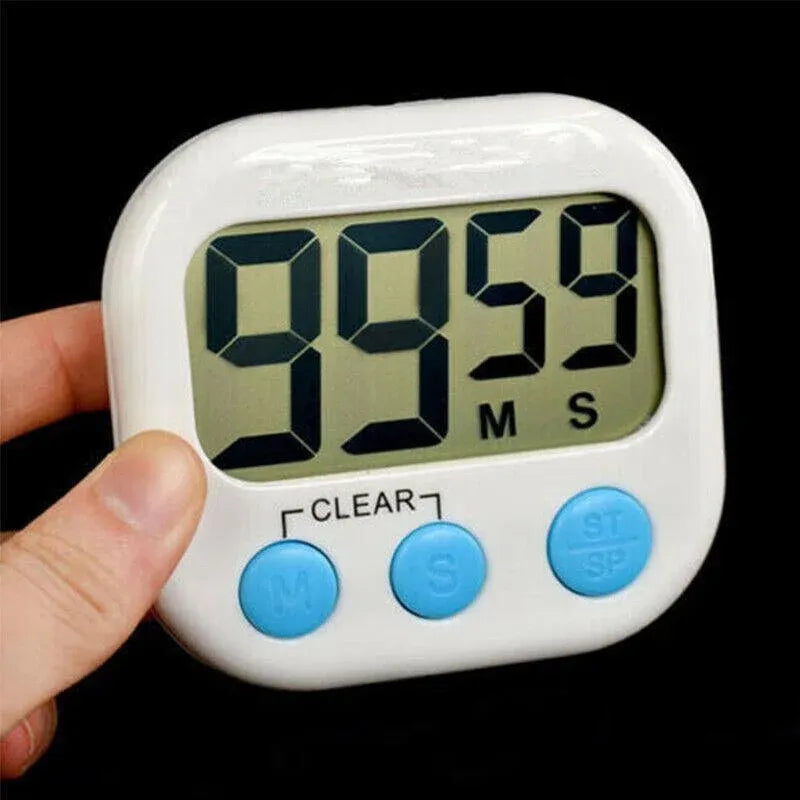 Kitchen Timer with Large LCD Display Screen and Back Mount Countdown Alarm