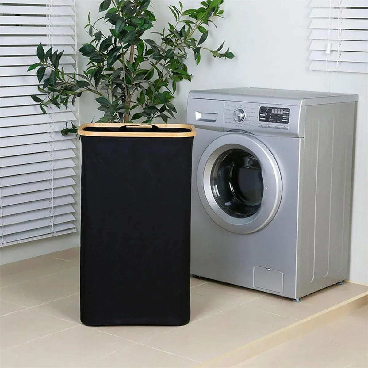 Bathroom Laundry Basket Large Clothes Hamper Dirty Laundry Storage Organizer - Black