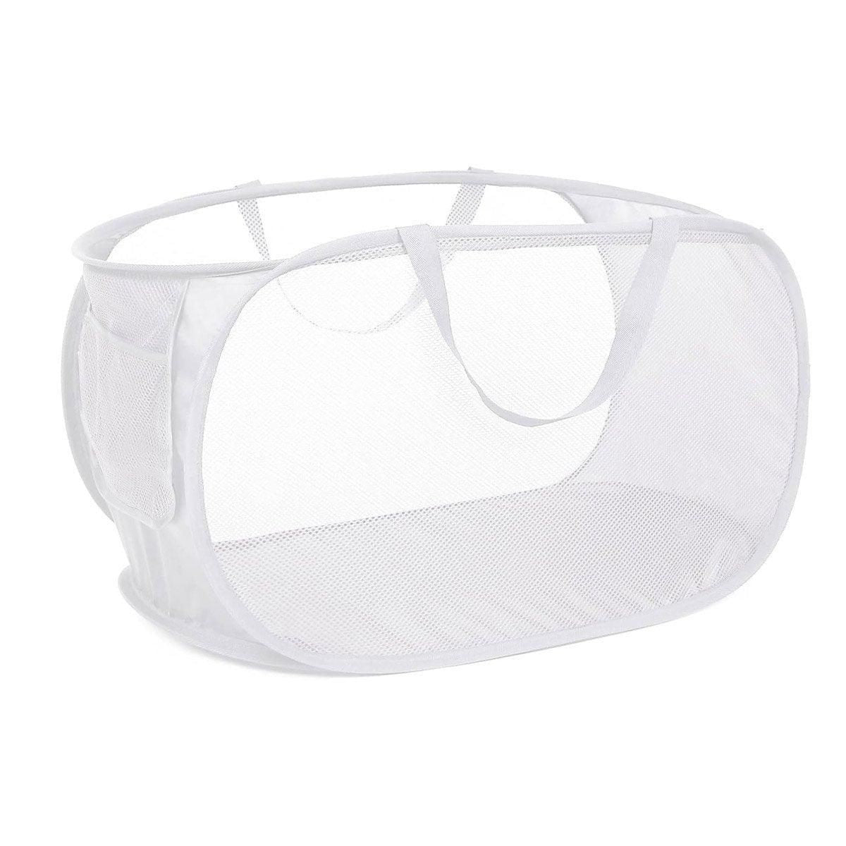 Large Folding Laundry Basket Collapsible Storage Organizer Dirty Clothes Hamper - White