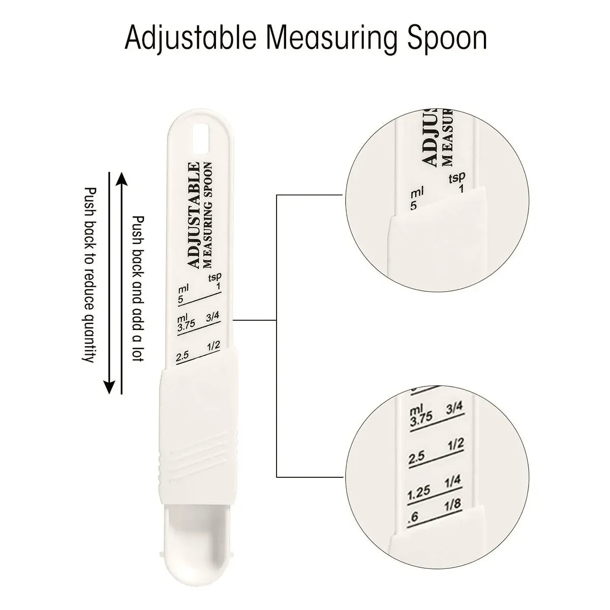 2PCS Adjustable ml Gram Plastic Measuring Spoon Scale Kitchen For Metering Spoon - Black