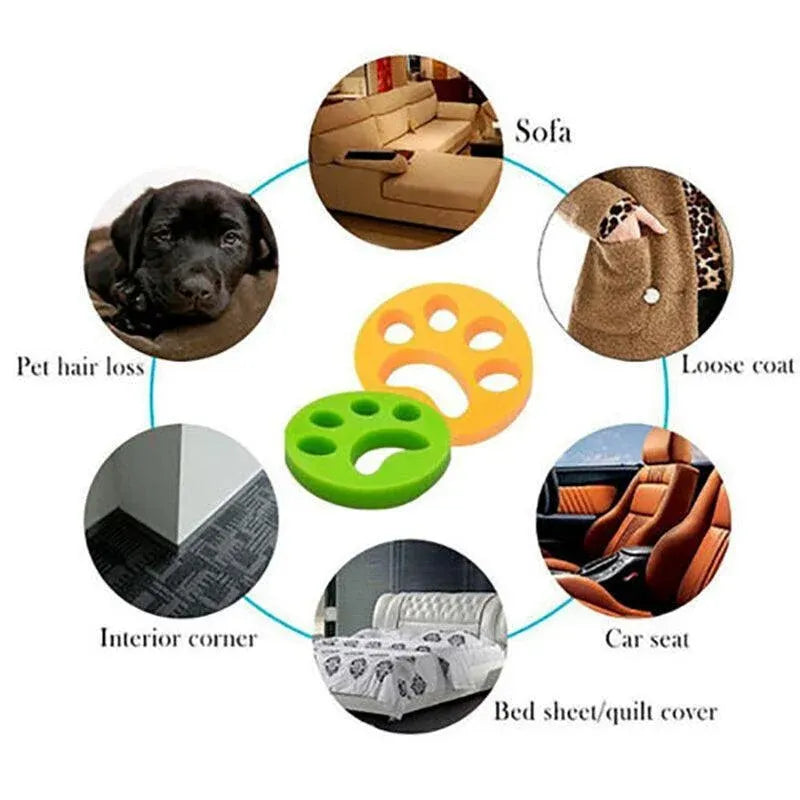 2/4PCS Pet Hair Remover Cat Fur Dog Hair Lint Catcher From Laundry Washing Machine - 2xFlower (Yellow+Green)