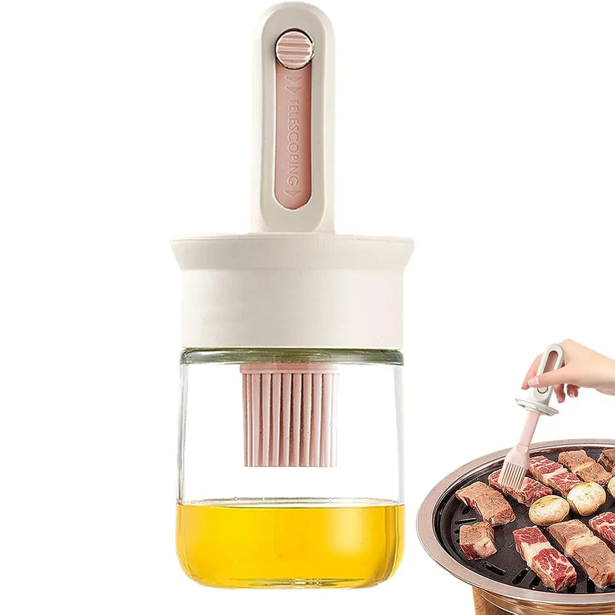 2pcs Glass Oil Bottles with Silicone Brush for Kitchen Cooking Oil Dispenser Set