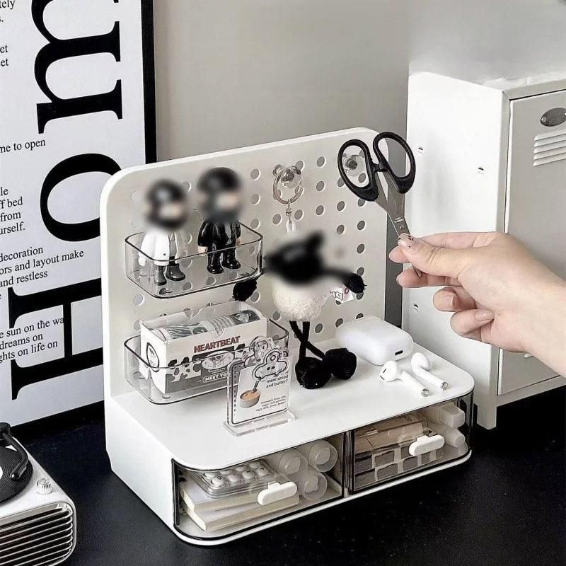 Desktop Storage Box Drawer Organizer Hole Plate Shelf Sub Storage Solution