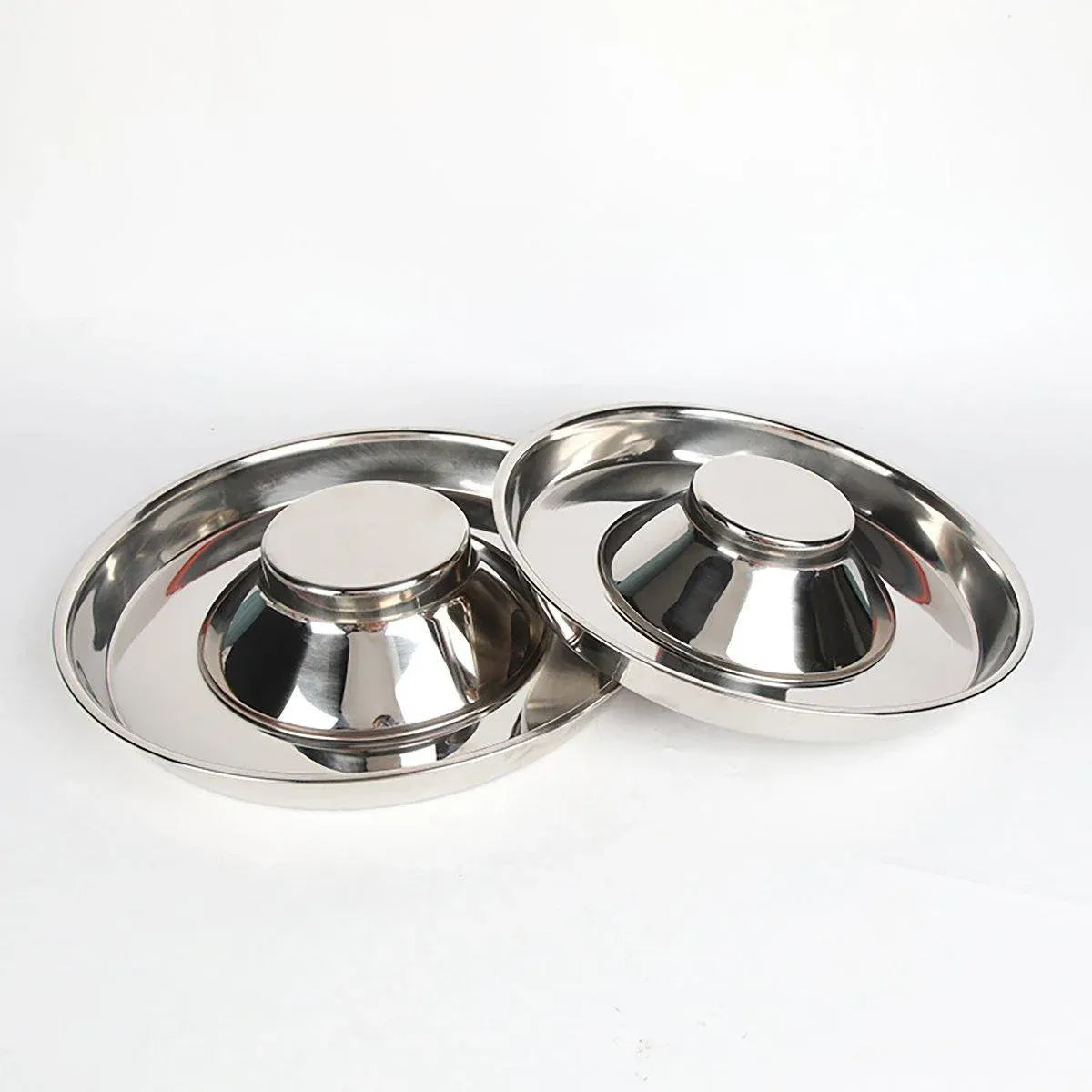 2pcs Stainless Steel Dog Cat Slow Feeder Pet Food Bowl Non-Slip Stop Eating Dish