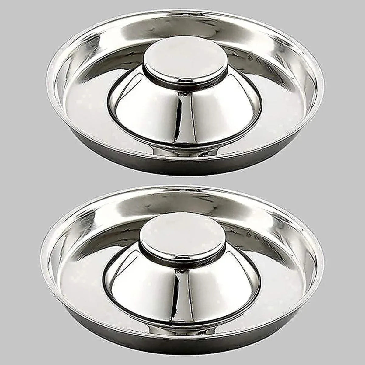 2pcs Stainless Steel Dog Cat Slow Feeder Pet Food Bowl Non-Slip Stop Eating Dish