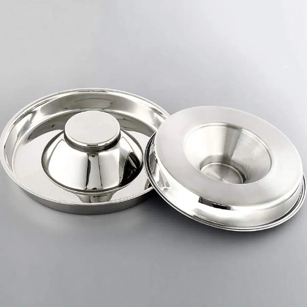 2pcs Stainless Steel Dog Cat Slow Feeder Pet Food Bowl Non-Slip Stop Eating Dish