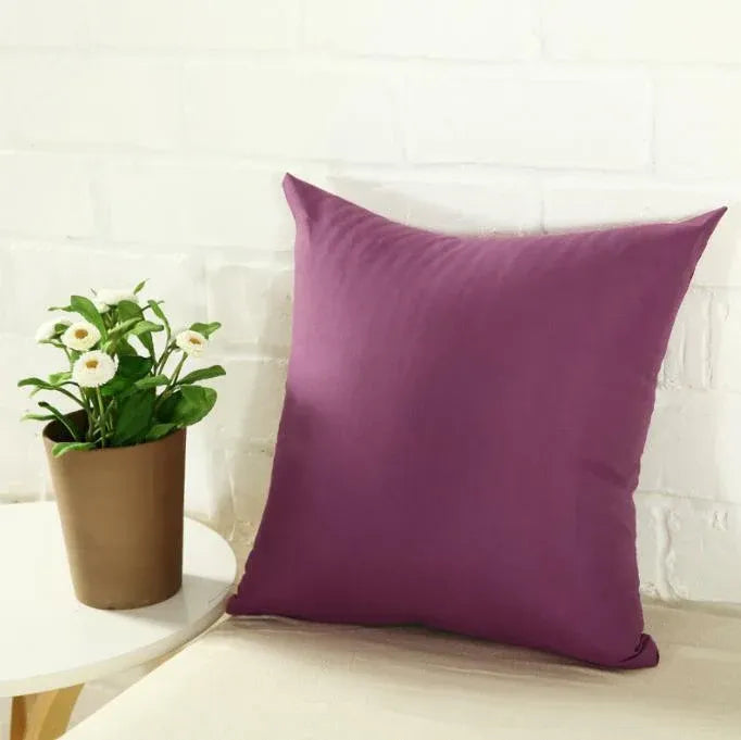 40x40cm Multicoloured Plain Solid Colour Cushion Cover Covers Decorative Pillow Case - Dark Purple