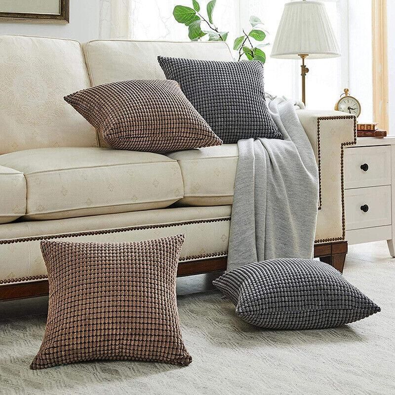 45X45 Plain Solid Colour Cushion Cover Decorative Pillow Case Home Multicoloured - Light Grey