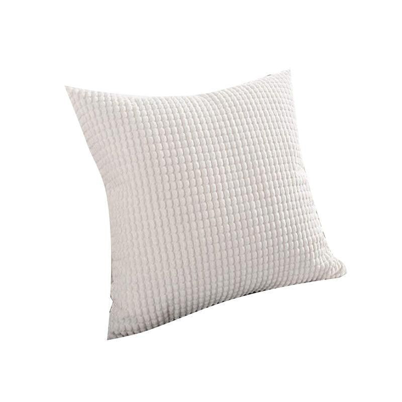45X45 Plain Solid Colour Cushion Cover Decorative Pillow Case Home Multicoloured - White