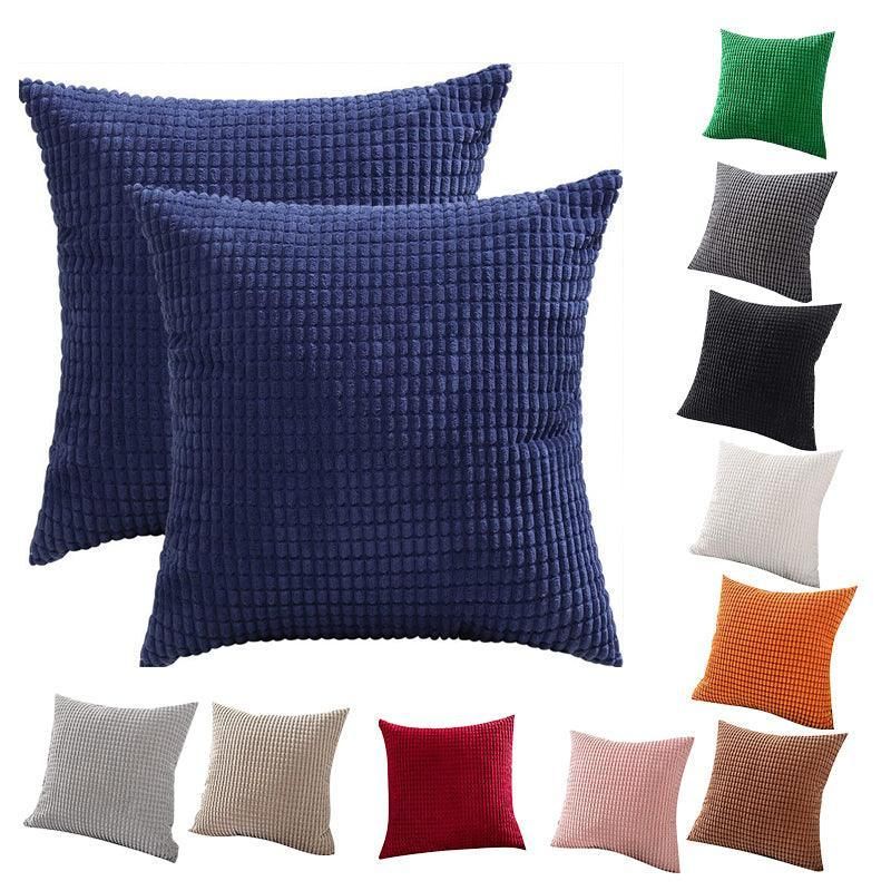 45X45 Plain Solid Colour Cushion Cover Decorative Pillow Case Home Multicoloured - White