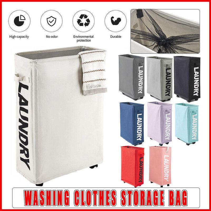 Large Foldable Laundry Washing Clothes Storage Bag Hamper Basket Bin Organiser - Navy