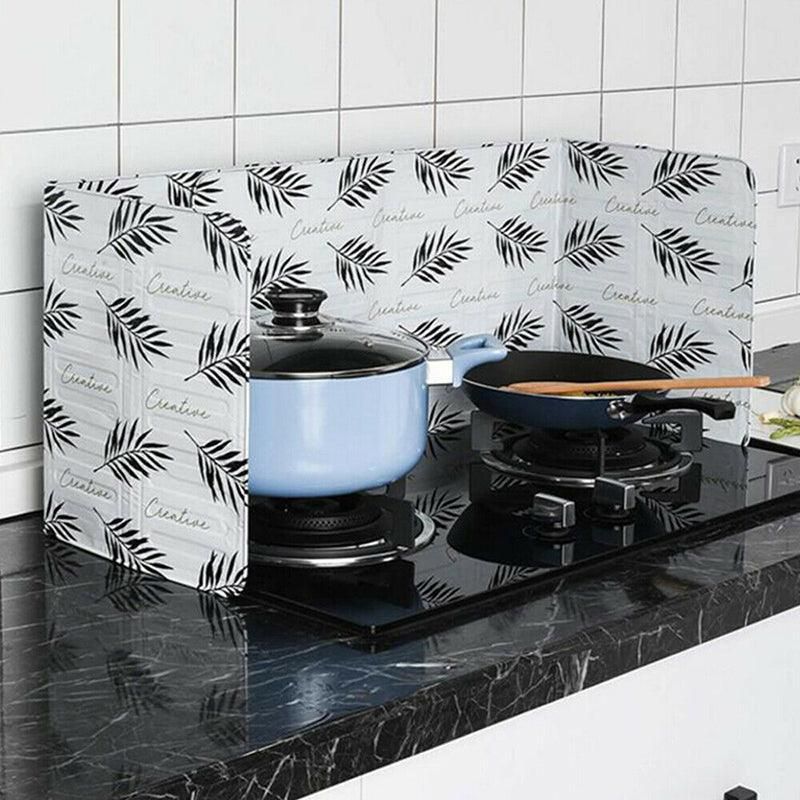 Kitchen Oil Splash Guard Wall Foil Protector Stove Cover Removable Baffle Screen - Red